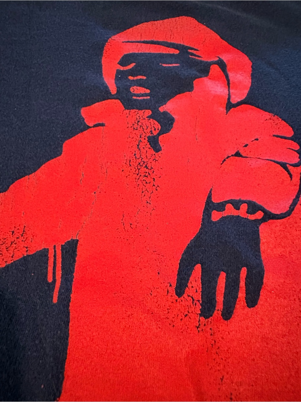 Women's Short Sleeve Graphic Tee - Red on navy blue